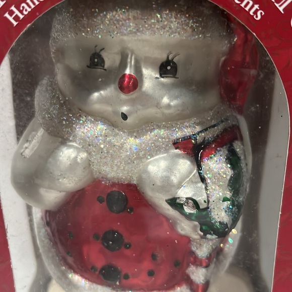 Hand Crafted Glass Christmas Snowman Ornament - Picture 2 of 16